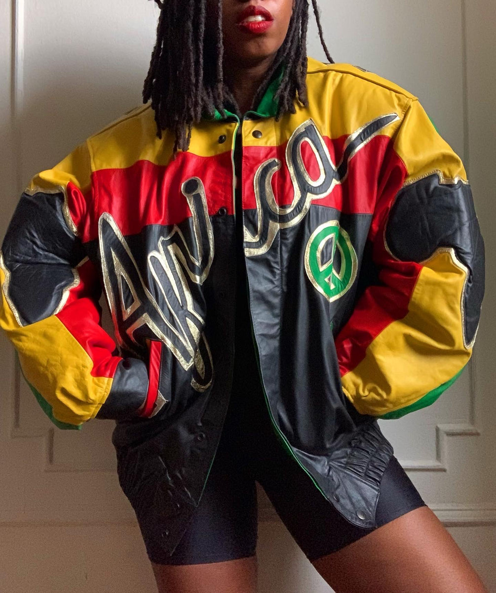 Vintage 90s Africa Leather Bomber Jacket – It's Not About You 