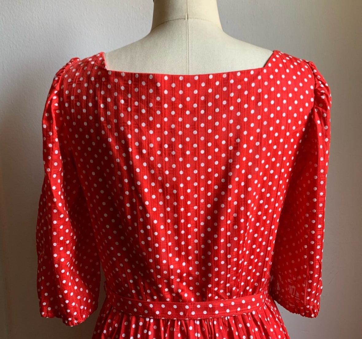 Vintage Red and White Polka Dot  Midi Dress