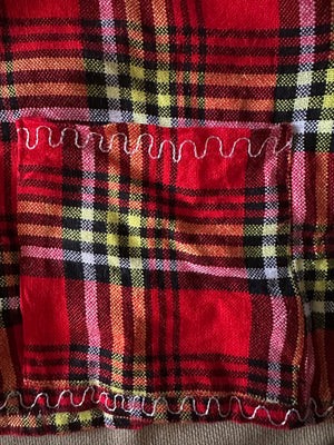 Vintage African Plaid Woven Top with Pockets