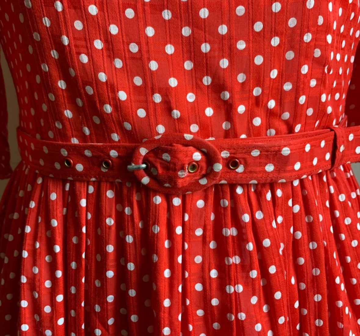 Vintage Red and White Polka Dot  Midi Dress