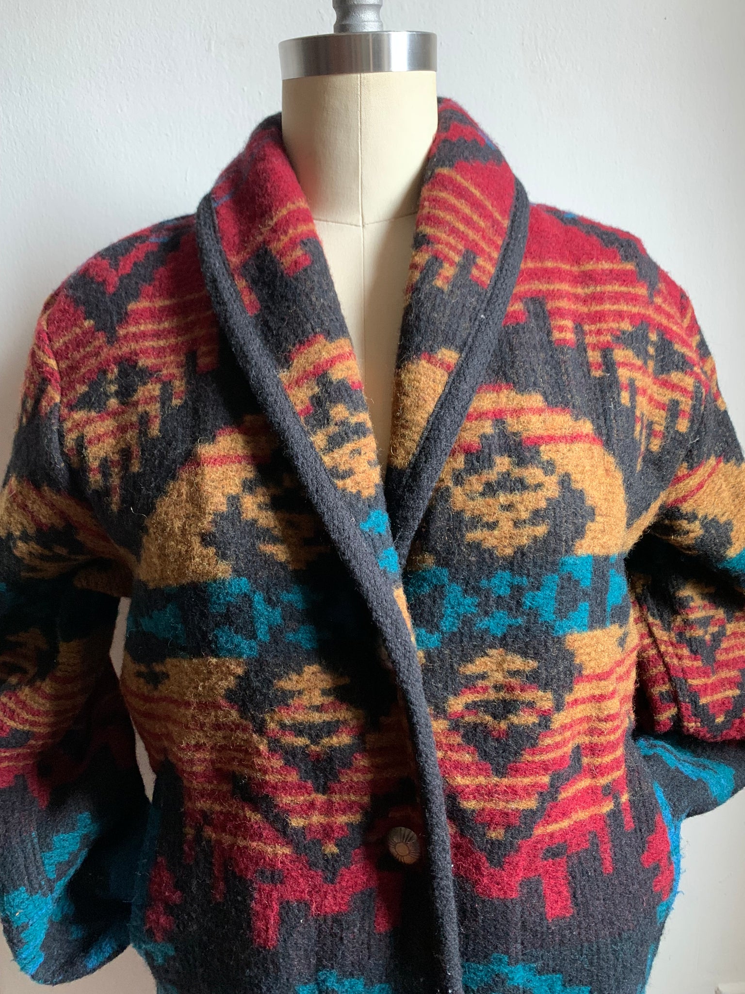 Vintage 80s Woolrich Blanket Coat Multicolor Blazer