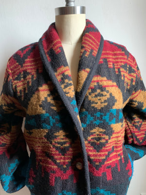 Vintage 80s Woolrich Blanket Coat Multicolor Blazer
