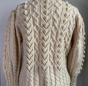 Vintage Irish Style 100% Wool Hand Knit Cardigan Sweater