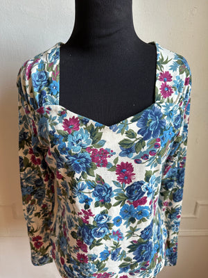 Vintage Dead Stock Cotton Floral Long Sleeve Top