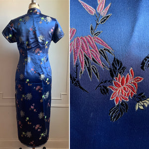 Vintage Silk Blue Mandarin Collar Dress