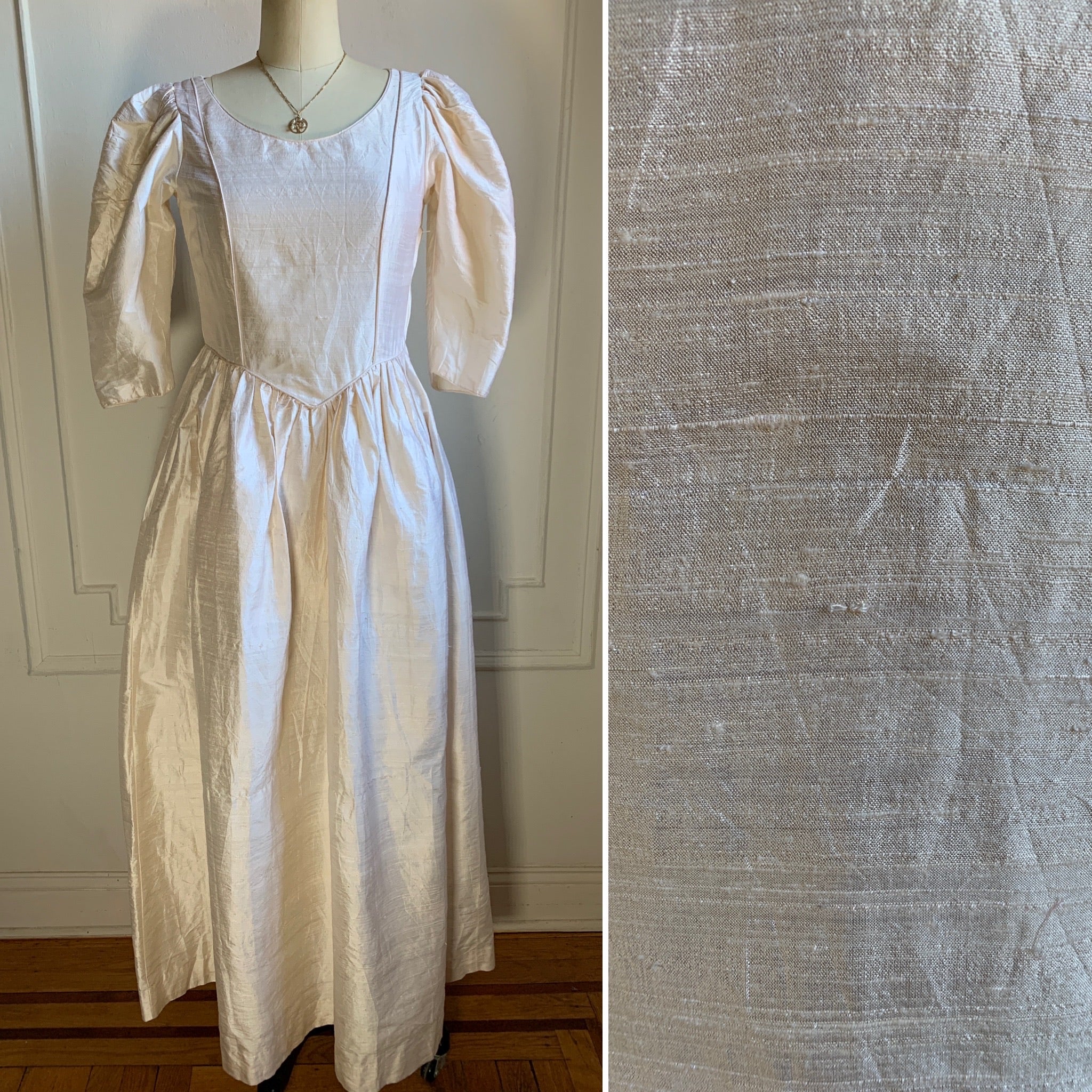 Vintage Laura Ashley Cream Silk Wedding Dress