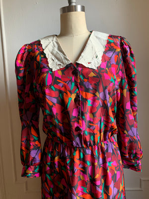 Vintage Multicolor Color Midi Dress