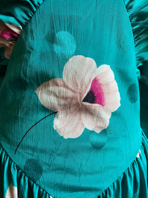 Vintage Handmade Floral Polka Dot Dress