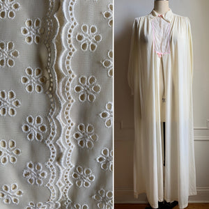 Vintage 80s Sheer Lace Robe House Dress
