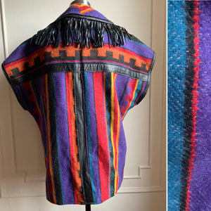 Vintage Pioneer Multicolor Fringe Vest