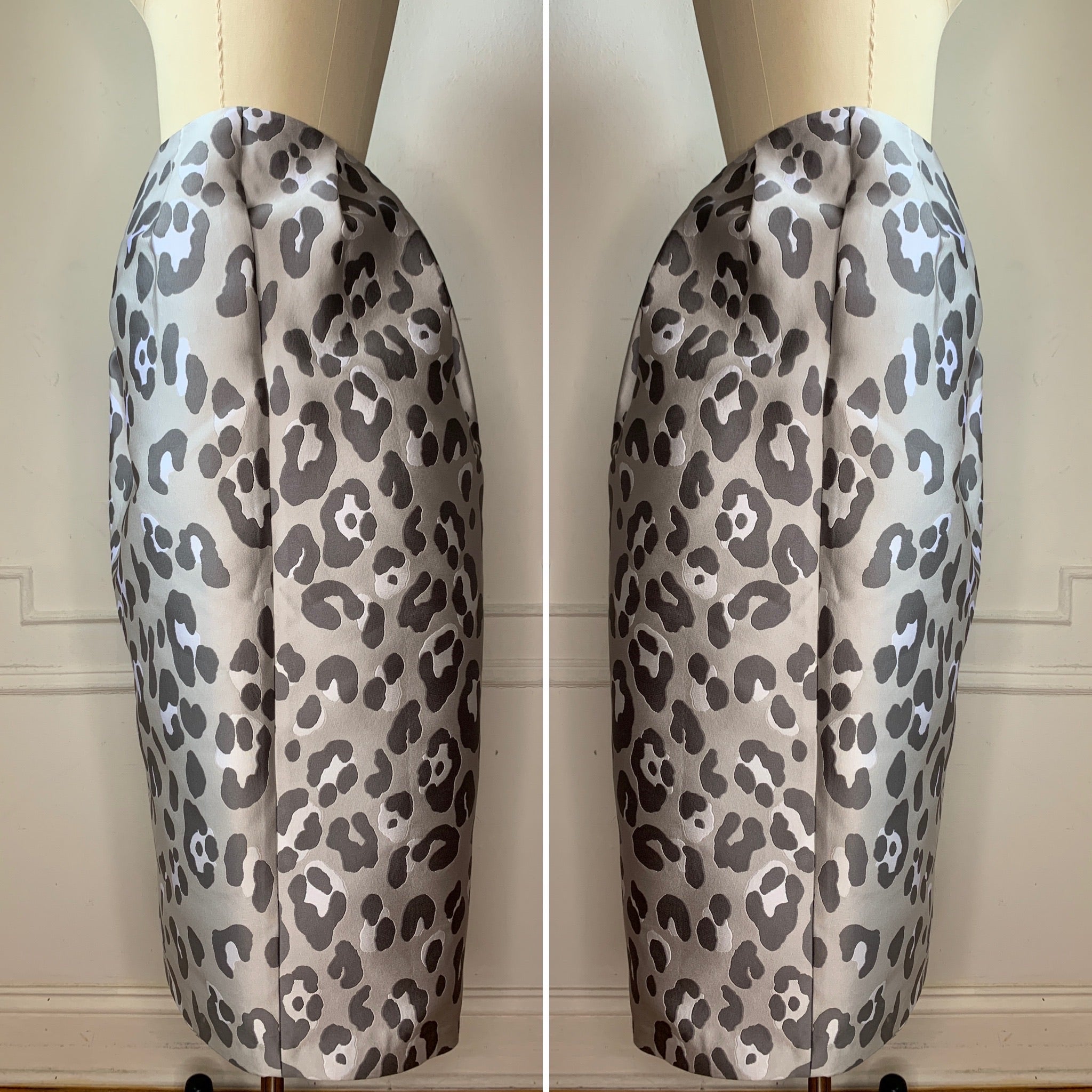 New With Tags! Grey Leopard Ball Midi Skirt