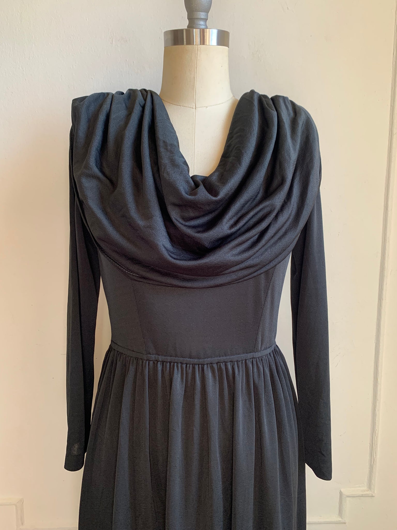 Vintage Little Black Dress With Draped Front