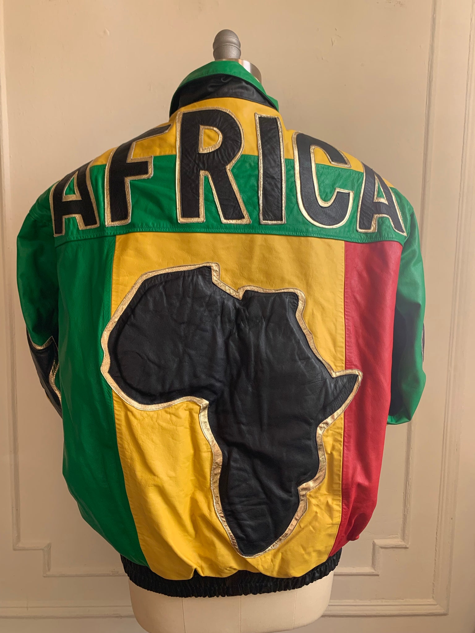 Vintage 90s Africa Leather Bomber Jacket
