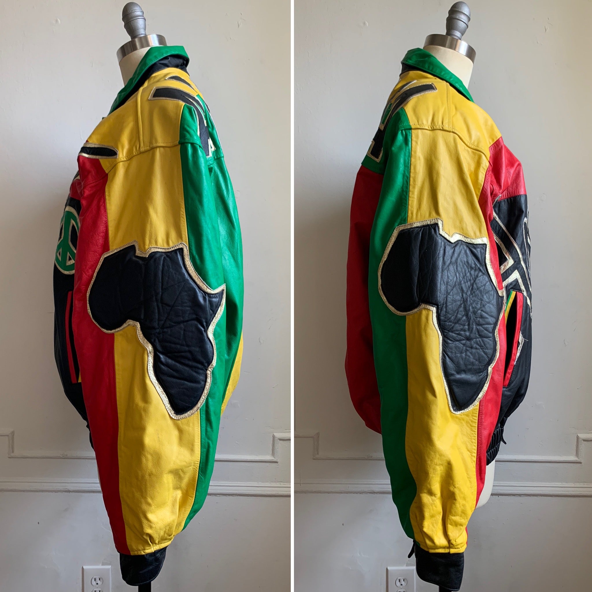 Vintage 90s Africa Leather Bomber Jacket