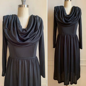 Vintage Little Black Dress With Draped Front