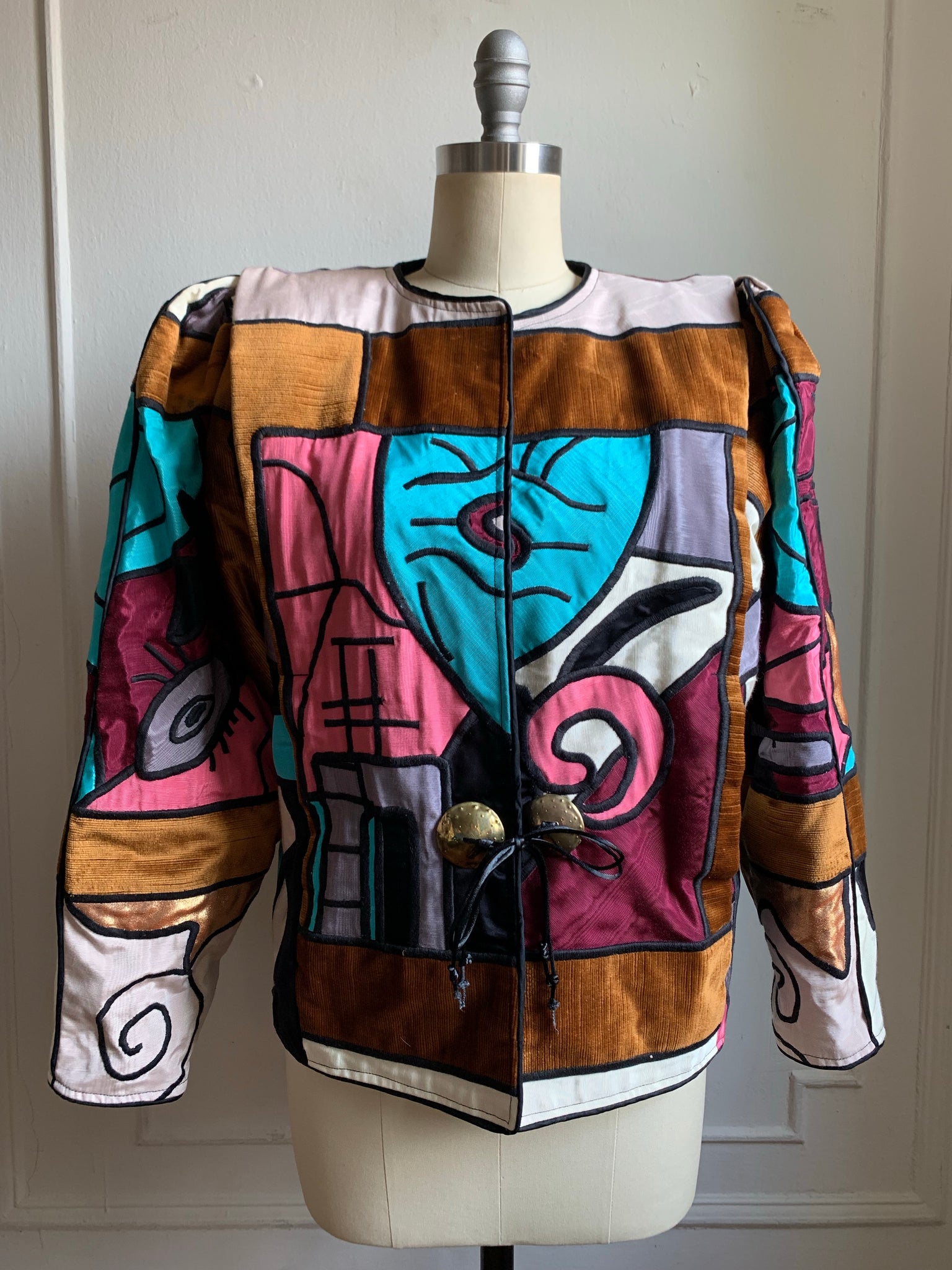 Vintage Judith Robert’s Wearable Art Patchwork  Picasso Abstract Face  Jacket