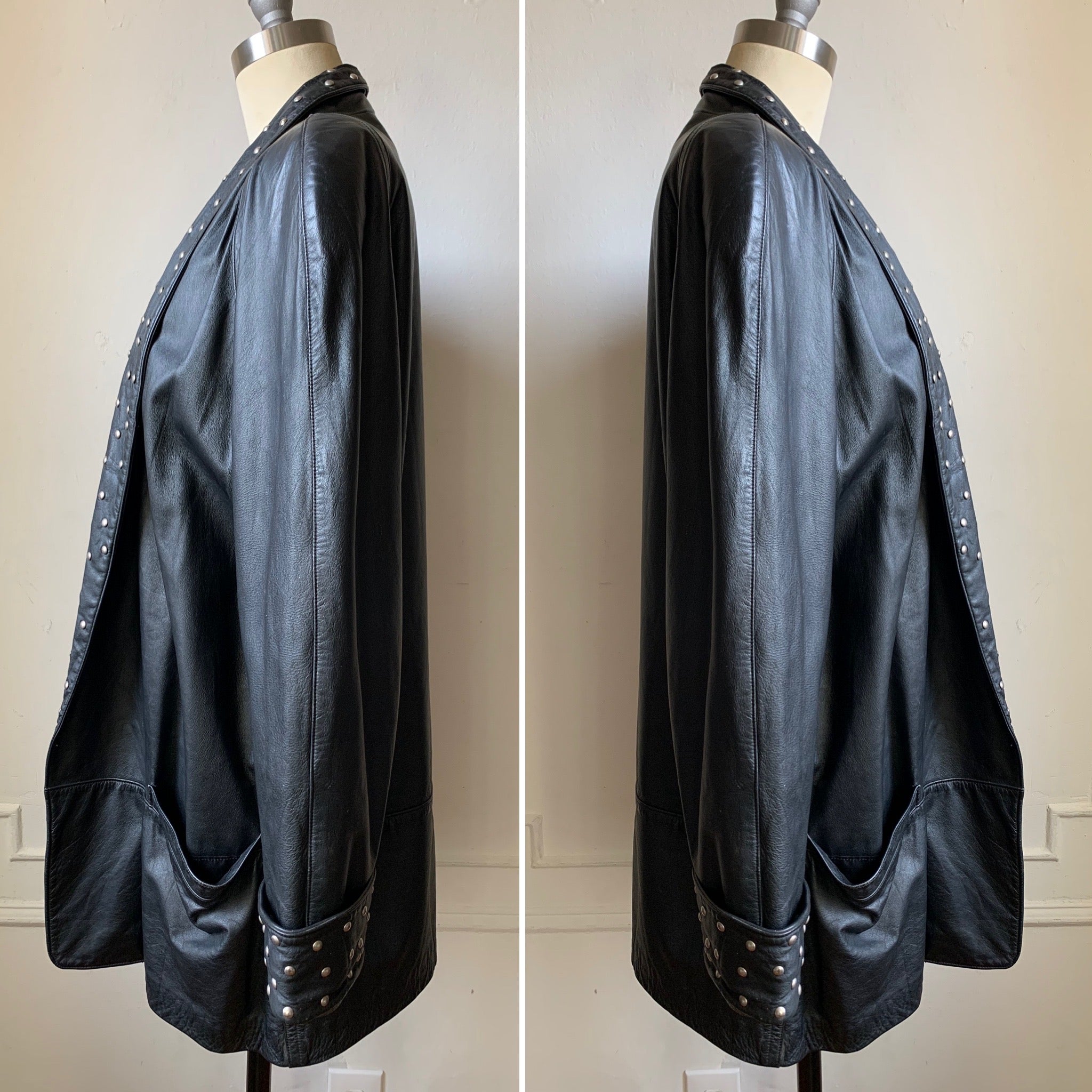 Vintage 80s Studded Black Blazer Leather Jacket