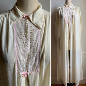Vintage 80s Sheer Lace Robe House Dress