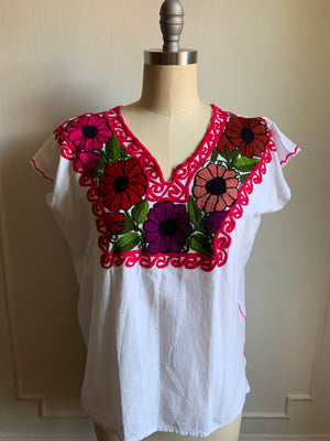 Vintage Bohemian Floral Embroidered Top